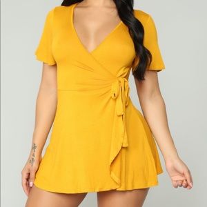 Brand new fashion nova mustard romper!